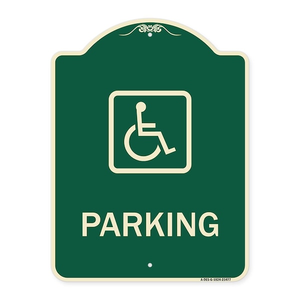 Parking Handicapped Symbol Heavy-Gauge Aluminum Architectural Sign, 24" x 18", G-1824-23477